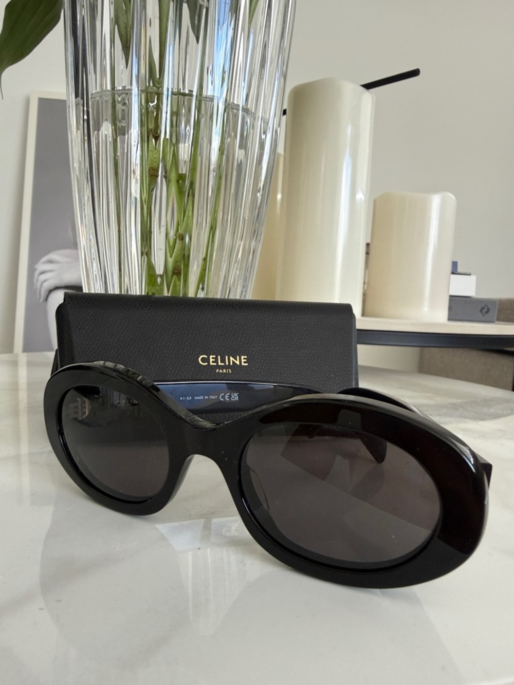 Celine Black Oversized Oval Sunglasses